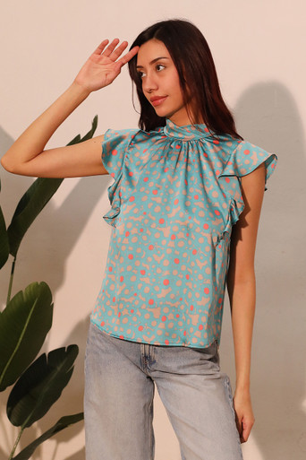 Aster Satin Cascade Ruffle Top | Tyche Wholesale