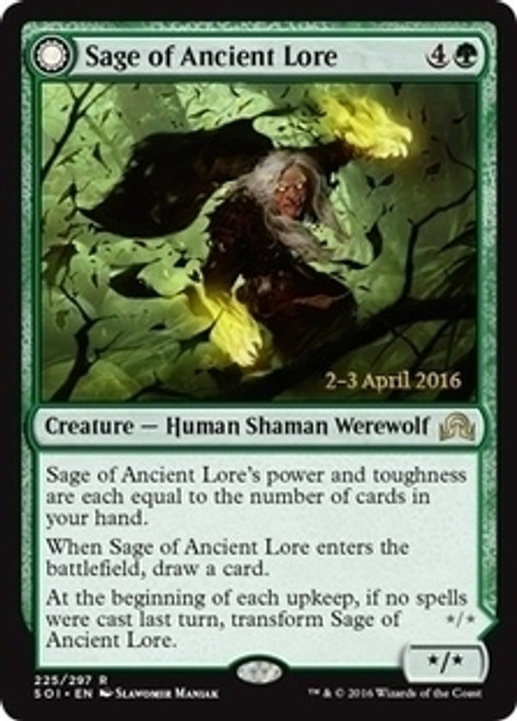 Sage of Ancient Lore | Werewolf of Ancient Hunger - Shadows over Innistrad  Prerelease Promo (Foil) Sage of Ancient Lore | Werewolf of Ancient Hunger - Shadows over Innistrad  Prerelease Promo (Foil)