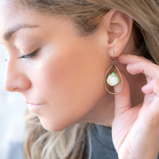 Evergreen Mist Genuine Mother of Pearl Earrings Evergreen Mist Genuine Mother of Pearl Earrings