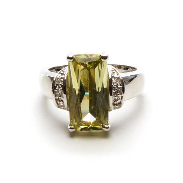 green peridot emerald cut august birthstone ring for women girls