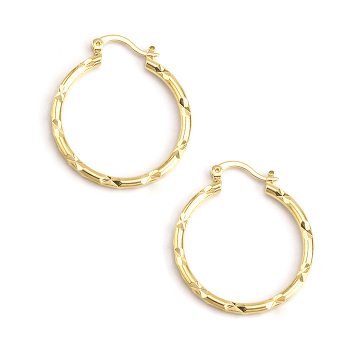 Stamped to Perfection Gold Hoop Earrings