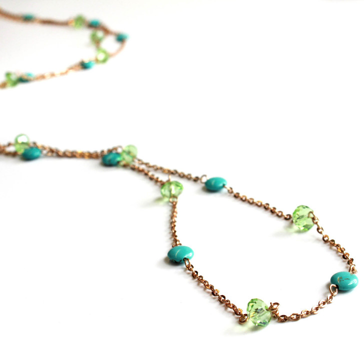 chain necklace-gold layer womens necklace-turquoise-southwest jewelry