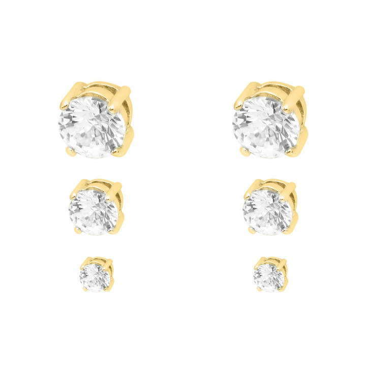 Sara Cubic Zirconia Yellow Gold Earring Set