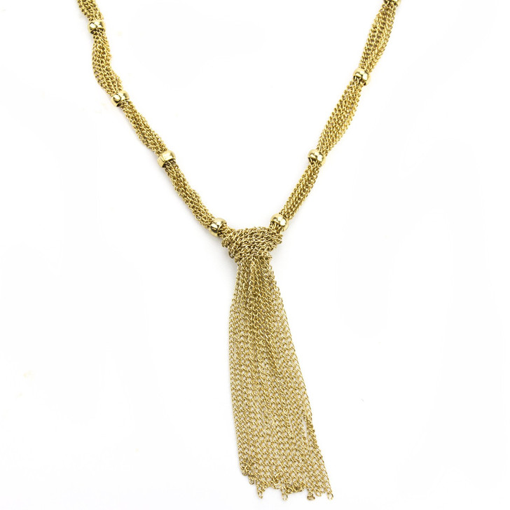 Mira Gold Tassel Necklace