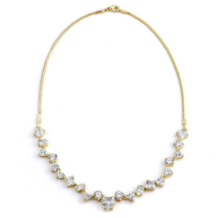 Dainty Details Cubic Zirconia Gold Tone Necklace