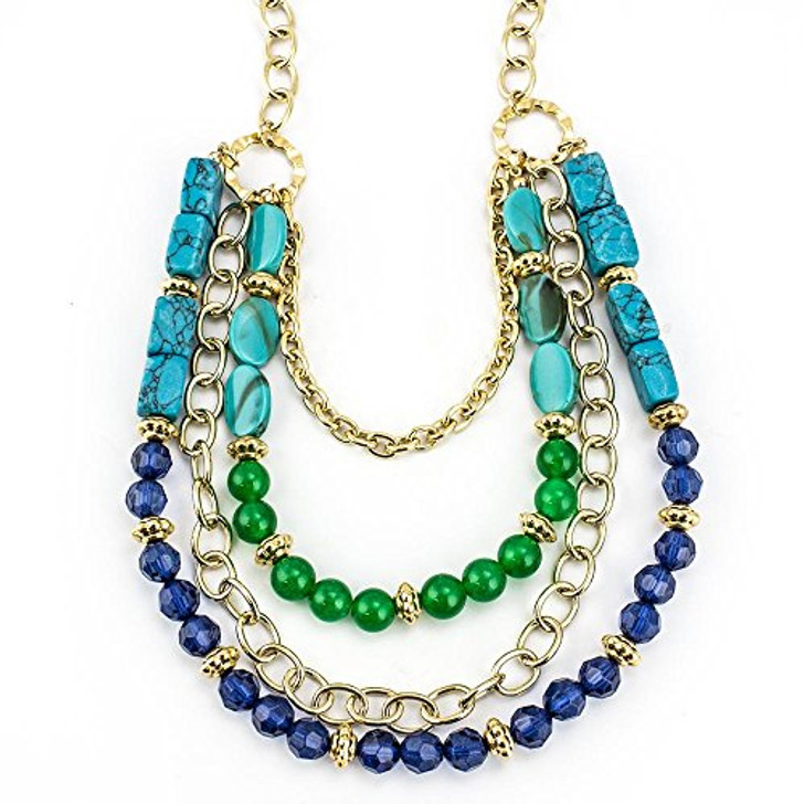 Fountain Blu Turquoise and Jade Necklace