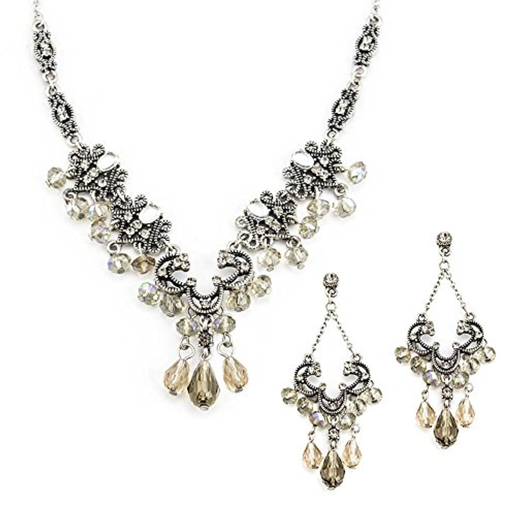 Petite Noir Black Diamond Necklace and Earrings Set