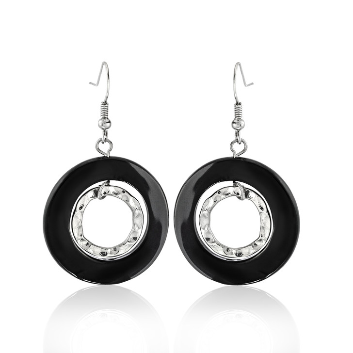 dangle earrings-black earrings-silver earrings