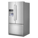 OPEN BOX Kitchenaid® 26.8 Cu. Ft. Standard-Depth French Door Refrigerator with Exterior Ice and Water Dispenser KRFF577KPS