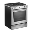 OPEN BOX Kitchenaid® 30-Inch 5 Burner Front Control Gas Convection Range with Baking Drawer KSGB900ESS