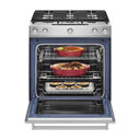 OPEN BOX Kitchenaid® 30-Inch 5 Burner Front Control Gas Convection Range with Baking Drawer KSGB900ESS