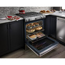 OPEN BOX Kitchenaid® 30-Inch 5 Burner Front Control Gas Convection Range with Baking Drawer KSGB900ESS