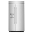Kitchenaid® 25.1 Cu. Ft. 42" Built-In Side-by-Side Refrigerator features Exterior Water and Ice Dispenser with Measured Fill KBSD742SPS