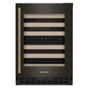 Kitchenaid® 24" Undercounter Wine Cellar with Full-Extension Wood-Front Racks KUWR524SBE