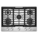 Kitchenaid® Gas-on-Metal Cooktop with 5 Versatile Burners and Edge-to-Edge Cast-Iron Grates KCGK330SSS