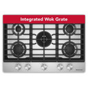 Kitchenaid® Gas-on-Metal Cooktop with an Integrated Wok Grate and CookShield™ Finish KCGK530SBE