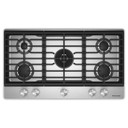 KitchenAid® 36  in. Gas Cooktop with 5 Burners and Integrated Wok Grate KCGK536SSS