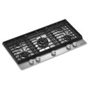KitchenAid® 36  in. Gas Cooktop with 5 Burners and Integrated Wok Grate KCGK536SSS