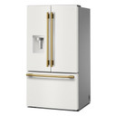 Kitchenaid® 30 Cu. Ft. 36-Inch French Door Refrigerator with Exterior Water and Ice Dispenser and Wood-Look Sliding Tray in Porcelain White KRFF436SPL