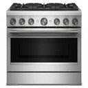 Open Box KitchenAid® 36-Inch 6 Burner Commercial-Style Dual Fuel Range with No Preheat Air Fry Mode KFDS936SSS