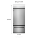 Kitchenaid® 20.9 Cu. Ft. 36" Width Built-In Stainless Bottom Mount Refrigerator with Platinum Interior Design KBBR306ESS