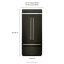 Kitchenaid® 20.8 Cu. Ft. 36" Width Built In Stainless Steel French Door Refrigerator with Platinum Interior Design KBFN506EBS