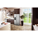 Kitchenaid® 19.9 cu ft. Counter-Depth Side-by-Side Refrigerator with Exterior Ice and Water and PrintShield™ finish KRSC700HPS