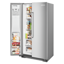 Kitchenaid® 22.6 cu ft. Counter-Depth Side-by-Side Refrigerator with Exterior Ice and Water and PrintShield™ finish KRSC703HPS