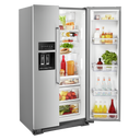 Kitchenaid® 22.6 cu ft. Counter-Depth Side-by-Side Refrigerator with Exterior Ice and Water and PrintShield™ finish KRSC703HPS