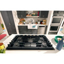 Kitchenaid® 36" Gas-on-Glass Cooktop KCGG536PBL