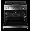 Jennair® 36" NOIR™ Gas Professional-Style Range with Chrome-Infused Griddle JGRP536HM
