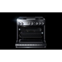 Jennair® 36" NOIR™ Dual-Fuel Professional-Style Range with Chrome-Infused Griddle JDRP536HM