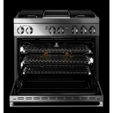 Jennair® 36" NOIR™ Dual-Fuel Professional-Style Range with Chrome-Infused Griddle and Steam Assist JDSP536HM