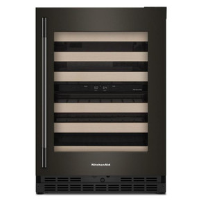 Kitchenaid® 24" Undercounter Wine Cellar with Full-Extension Wood-Front Racks KUWR524SBE