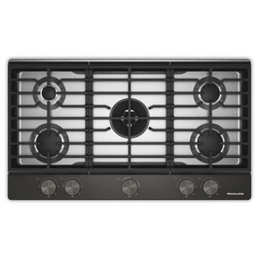Kitchenaid® Gas-on-Metal Cooktop with an Integrated Wok Grate and CookShield™ Finish KCGK736SBE