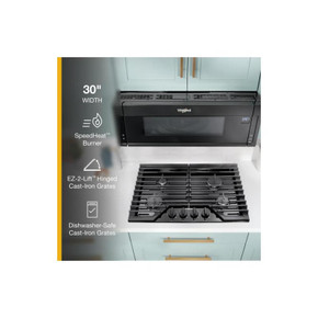 Whirlpool® 30-inch Gas Cooktop with EZ-2-Lift™ Hinged Cast-Iron Grates WCGK5030PB