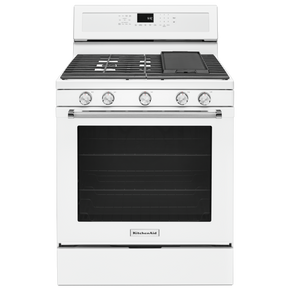 Kitchenaid® 30-Inch 5-Burner Gas Convection Range KFGG500EWH