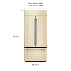 Kitchenaid® 20.8 Cu. Ft. 36" Width Built-In Panel Ready French Door Refrigerator with Platinum Interior Design KBFN506EPA Kitchenaid® 20.8 Cu. Ft. 36" Width Built-In Panel Ready French Door Refrigerator with Platinum Interior Design KBFN506EPA