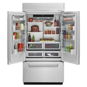 Kitchenaid® 24.2 Cu. Ft. 42" Width Built-In Panel Ready French Door Refrigerator with Platinum Interior Design KBFN502EPA