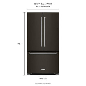 Kitchenaid® 22 cu. ft. 36-Inch Width Counter Depth French Door Refrigerator with Interior Dispense and PrintShield™ Finish KRFC302EBS Kitchenaid® 22 cu. ft. 36-Inch Width Counter Depth French Door Refrigerator with Interior Dispense and PrintShield™ Finish KRFC302EBS