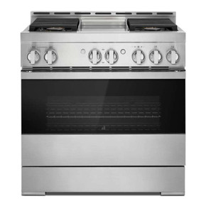 Jennair® 36" NOIR™ Gas Professional-Style Range with Chrome-Infused Griddle JGRP536HM