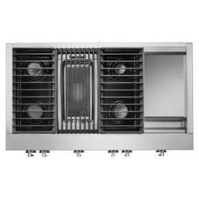 Jennair® NOIR™ 48" Dual-Fuel Professional Range with Chrome-Infused Griddle and Gas Grill JDRP748HM