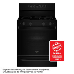 Whirlpool® 30-inch Smart Electric Smart Range with Air Cooking Technology, No Preheat Air Fry, High Speed Preheat Oven, WipeClean™ Coating, and Steam/Self Clean YWFES7530RB