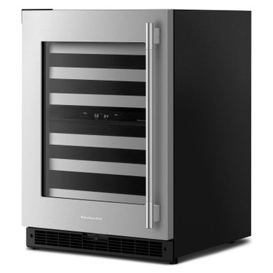 Kitchenaid® 24" Undercounter Wine Cellar with Full-Extension Metal-Front Racks KUWL324SSB