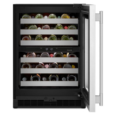 Kitchenaid® 24" Undercounter Wine Cellar with Full-Extension Metal-Front Racks KUWR324SSB