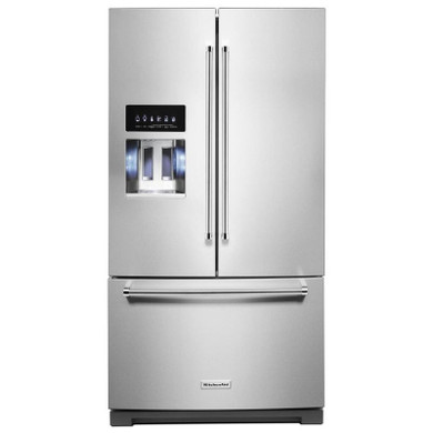 OPENBOX Kitchenaid® 26.8 Cu. Ft. Standard-Depth French Door Refrigerator with Exterior Ice and Water Dispenser KRFF577KPS (3 years warranty)