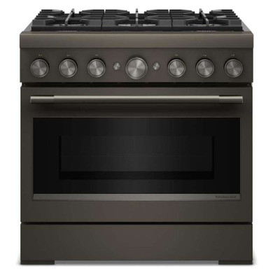 KitchenAid® 36-Inch 6 Burner Commercial-Style Dual Fuel Range with No Preheat Air Fry Mode KFDS936SBE