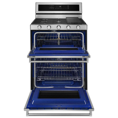 Kitchenaid® 30-Inch 5 Burner Gas Double Oven Convection Range KFGD500ESS