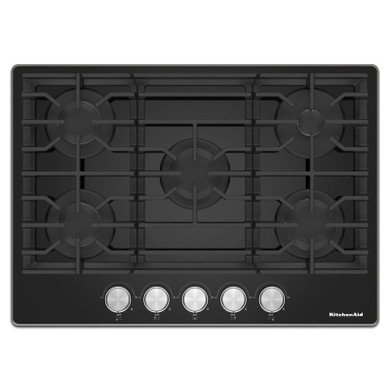 Kitchenaid® 30" Gas-on-Glass Cooktop KCGG530PBL