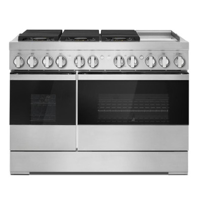 Jennair® NOIR™ 48" Dual-Fuel Professional Range with Chrome-Infused Griddle JDRP548HM